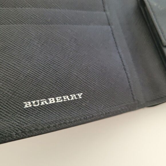 Burberry Men Designer Card Coin Bill Wallet 3in1 Black Leather Bifold Medium - Picture 5 of 14